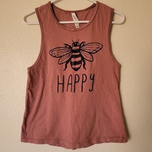 dusty rose pink bee graphic tank top